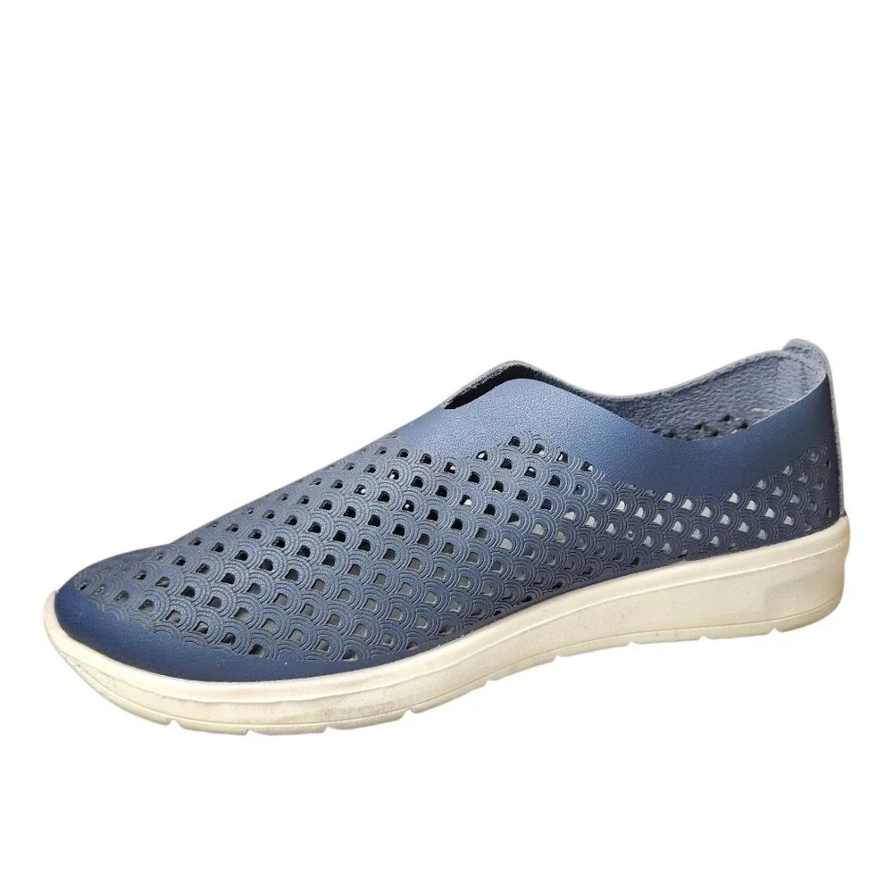 Spring Step Flexus Centrics Slip On Shoe Sneaker Vegan Leather Navy Blue Foam 40